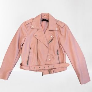 Zara baby pink faux leather jacket